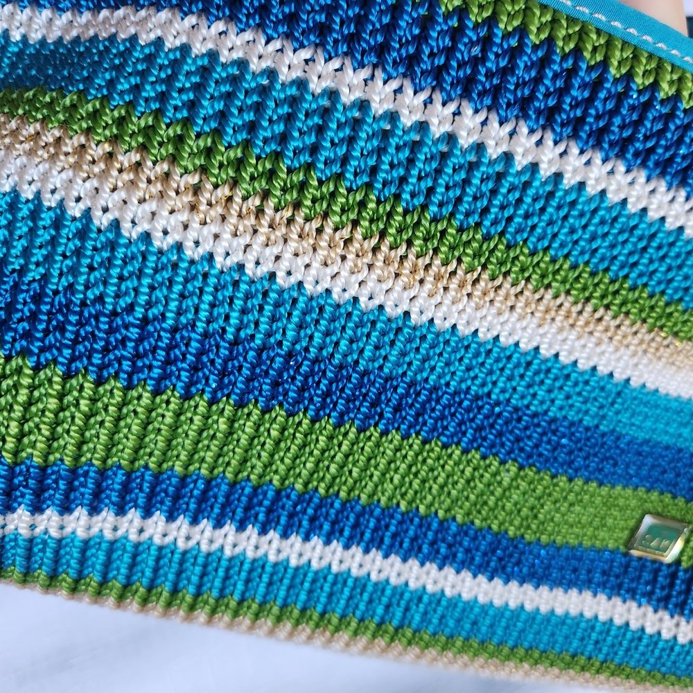 The Sak Blue/Multicolor Sparkly Crochet Knit Women Handbag - Picture 15 of 16